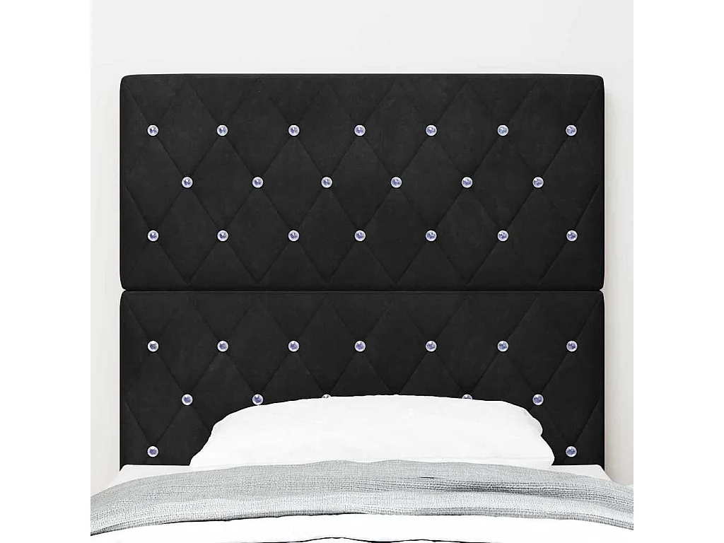 LED-hoofdeind met LED -striplichten Geruit Zwart 100 cm Fluweel