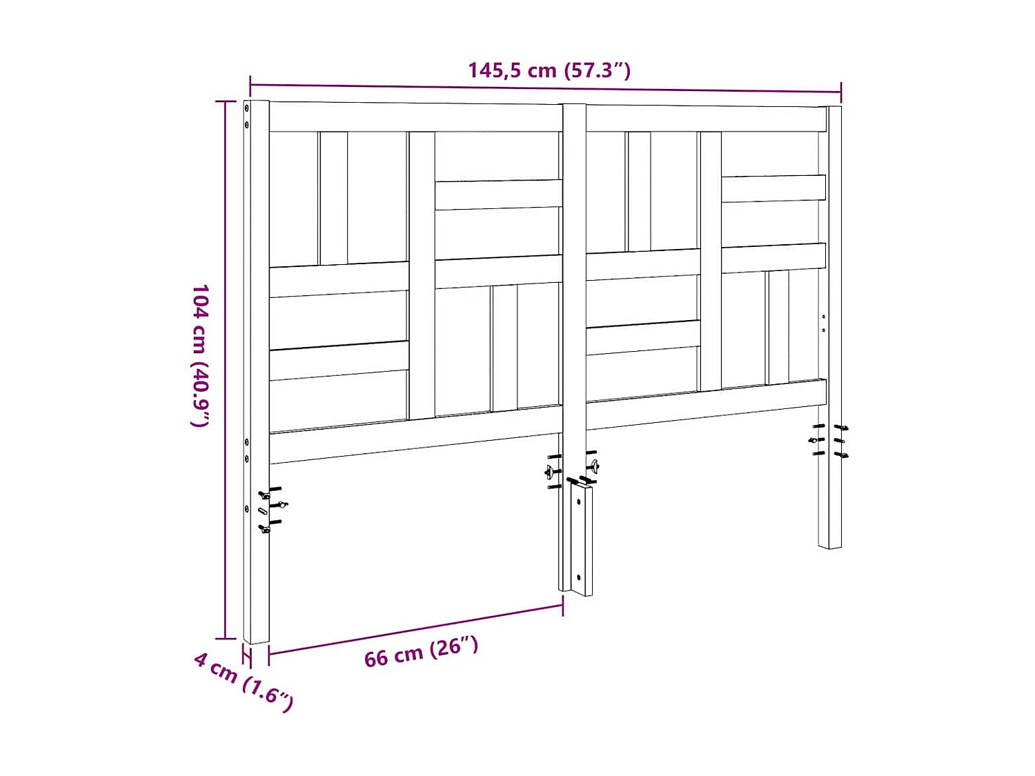 Tête de lit Marron cire 145.5 x 4 x 104 cm Bois massif en pin