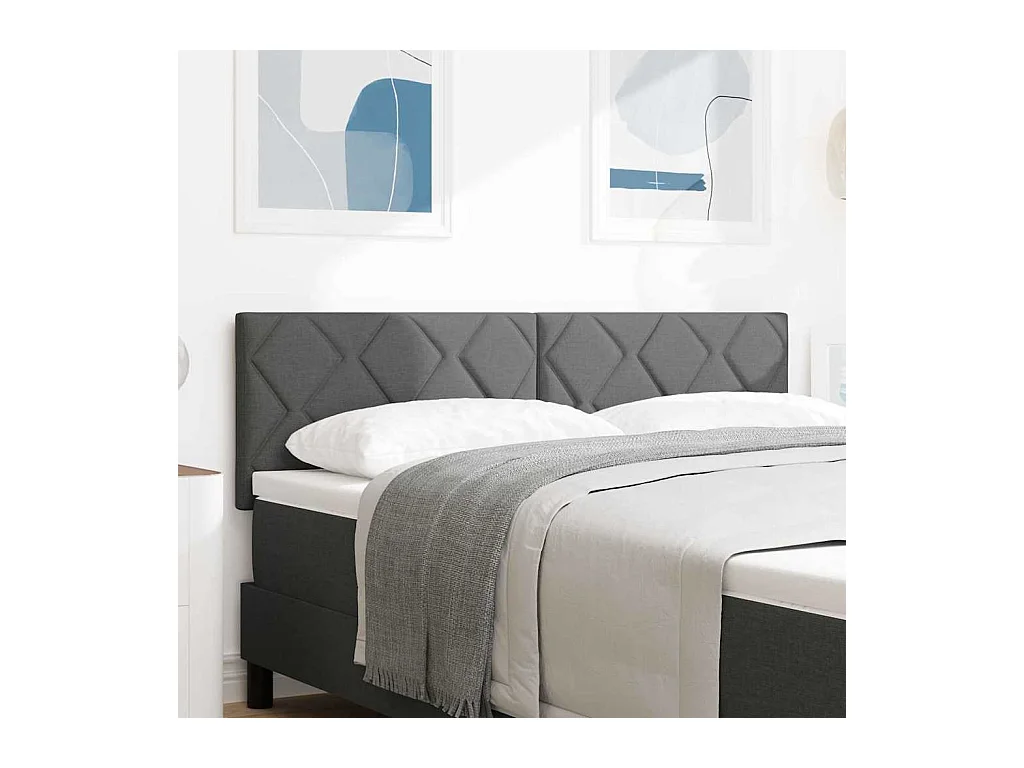 Tête de Lit en Tissu Géométrique Gris foncé 144 cm tissu