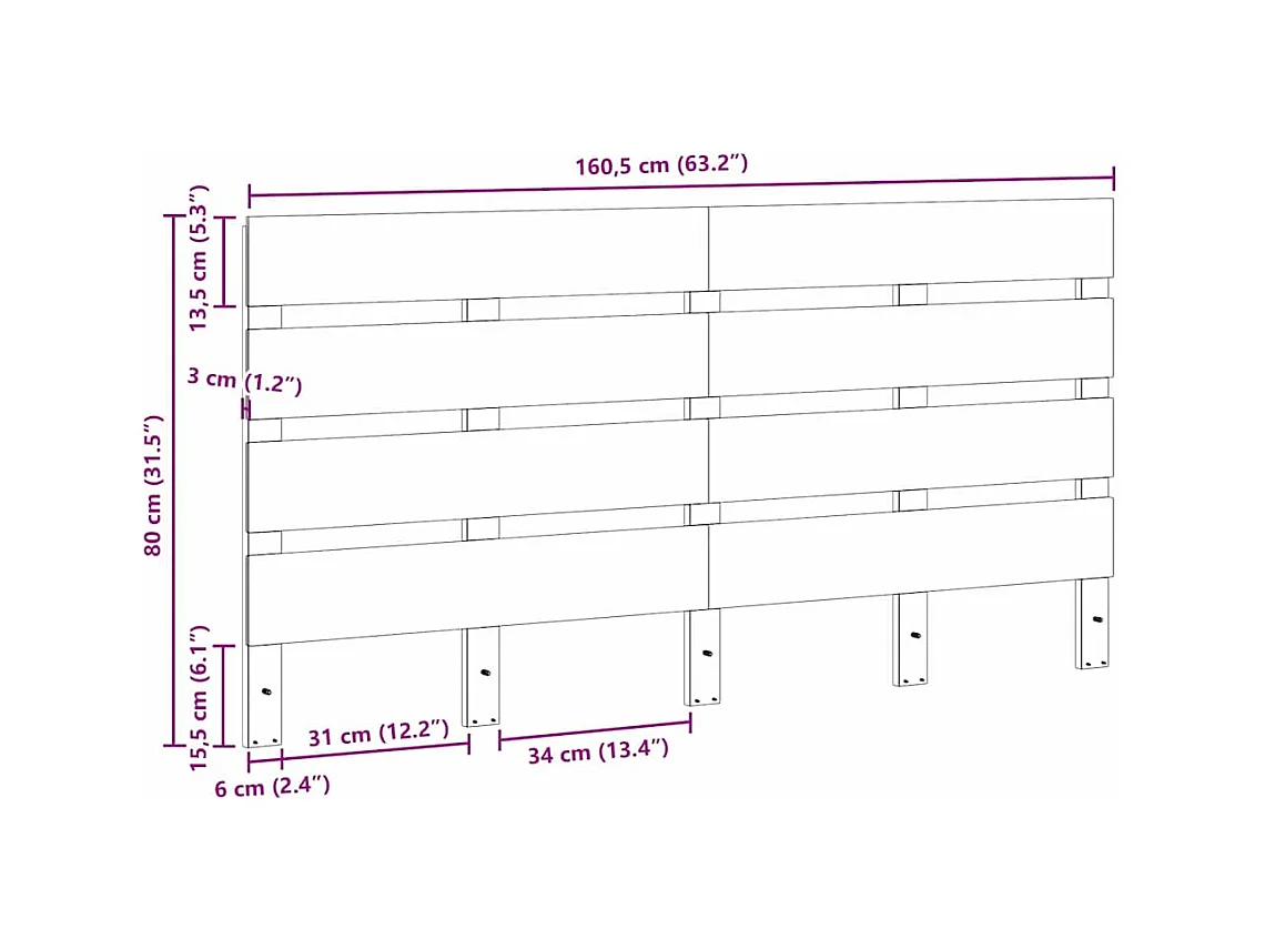 Tête de lit en bois Marron cire 160.5 x 3 x 80 cm