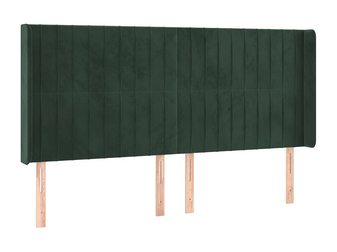Cabecero con orejas de terciopelo verde oscuro 163x16x118/128cm