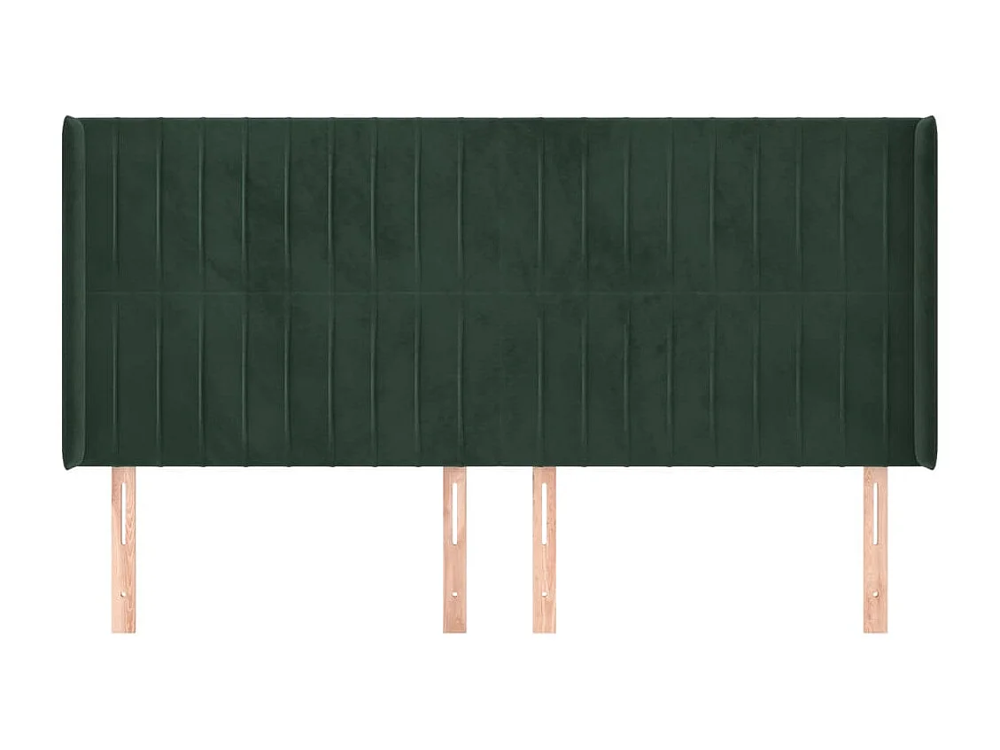 Cabecero con orejas de terciopelo verde oscuro 163x16x118/128cm