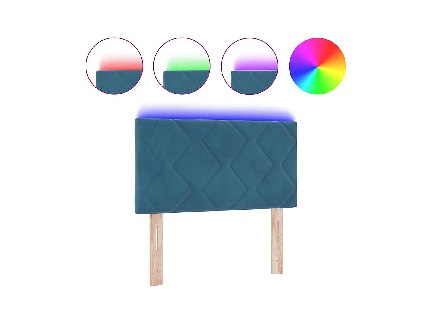 Tête de Lit LED Géométrique Bleu foncé 80 cm Velours