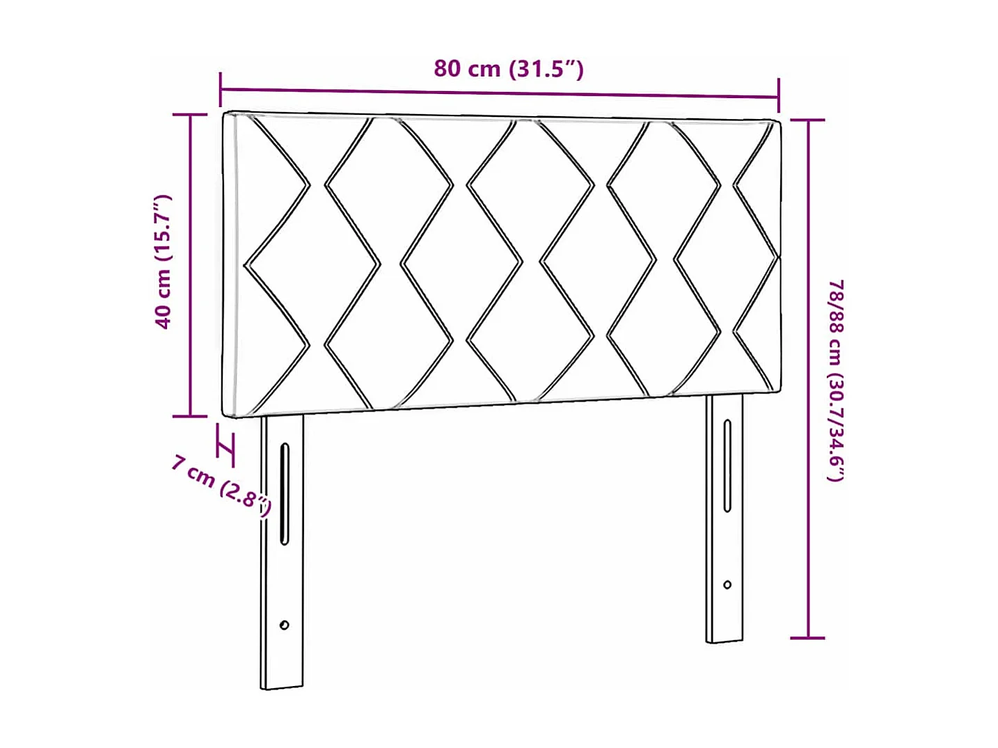 Tête de Lit LED Géométrique Bleu foncé 80 cm Velours