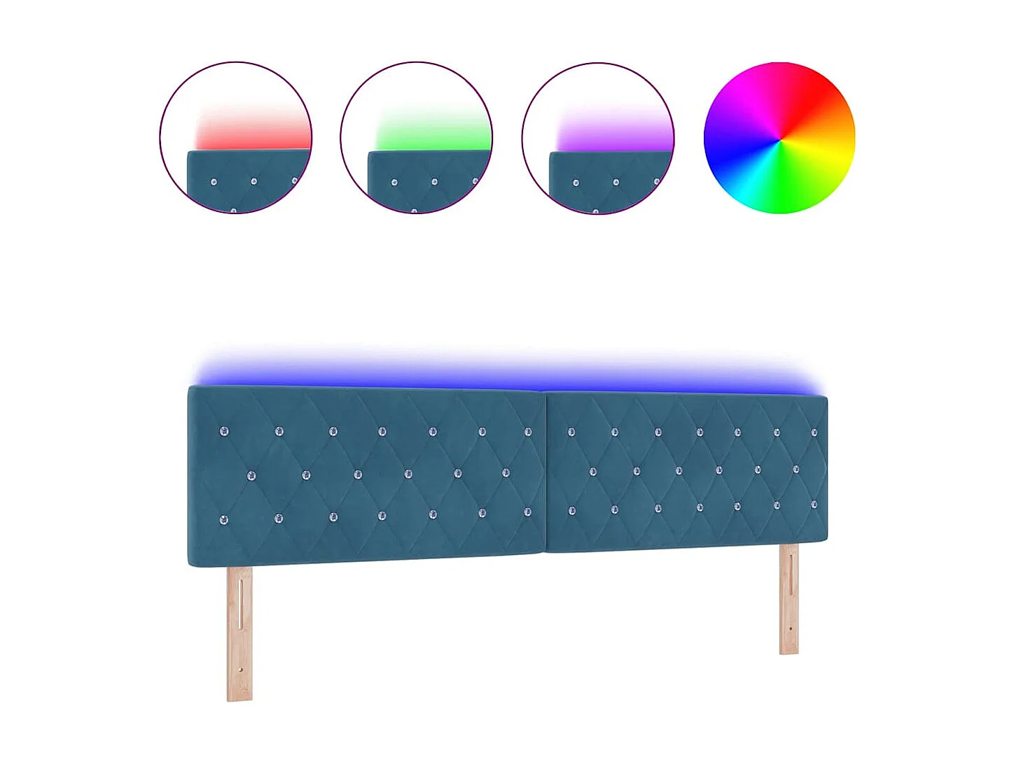 Tête de Lit LED Argyle Bleu foncé 90 cm Velours