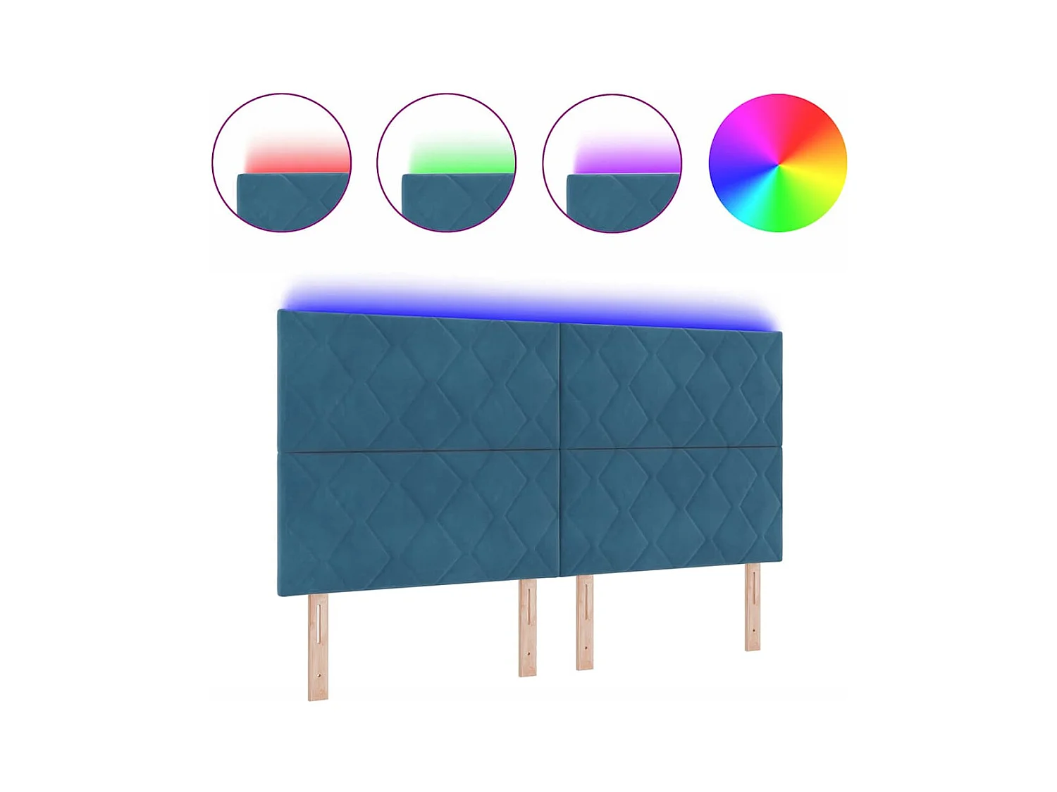 Cabeceira LED com luzes de tira LED Azul escuro 180 cm Veludo