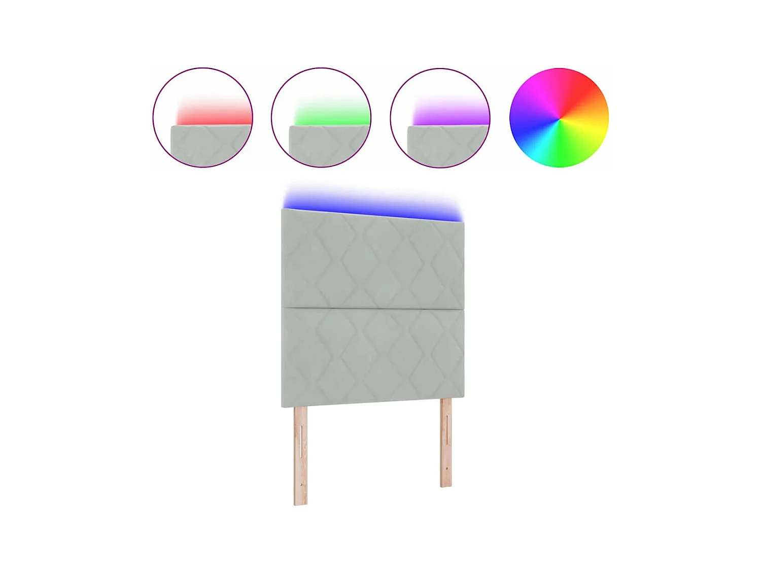 Tête de Lit LED Géométrique Gris clair 100 cm Velours