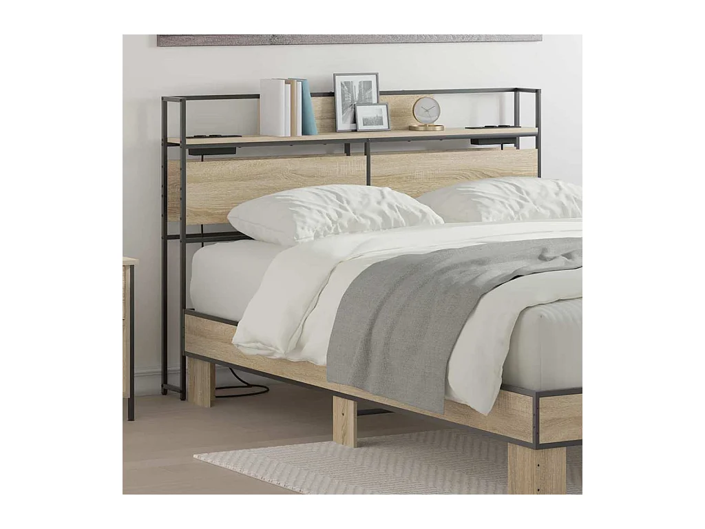 Tête de lit de rangement Chêne sonoma 120 cm Bois d'ingénierie