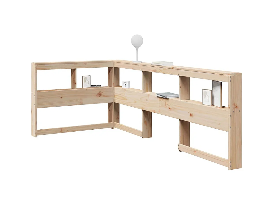 Cabecero librería en forma de L madera maciza de pino 100 cm