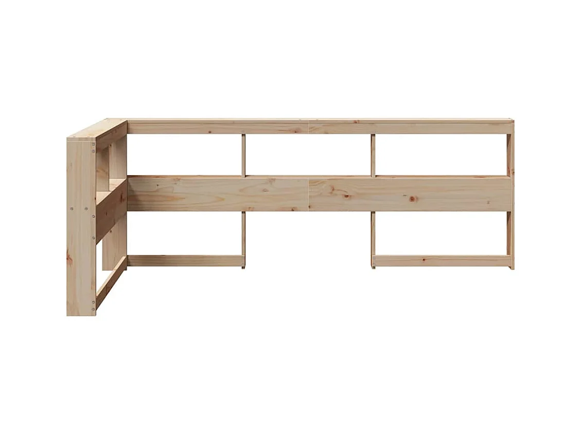 Cabecero librería en forma de L madera maciza de pino 100 cm
