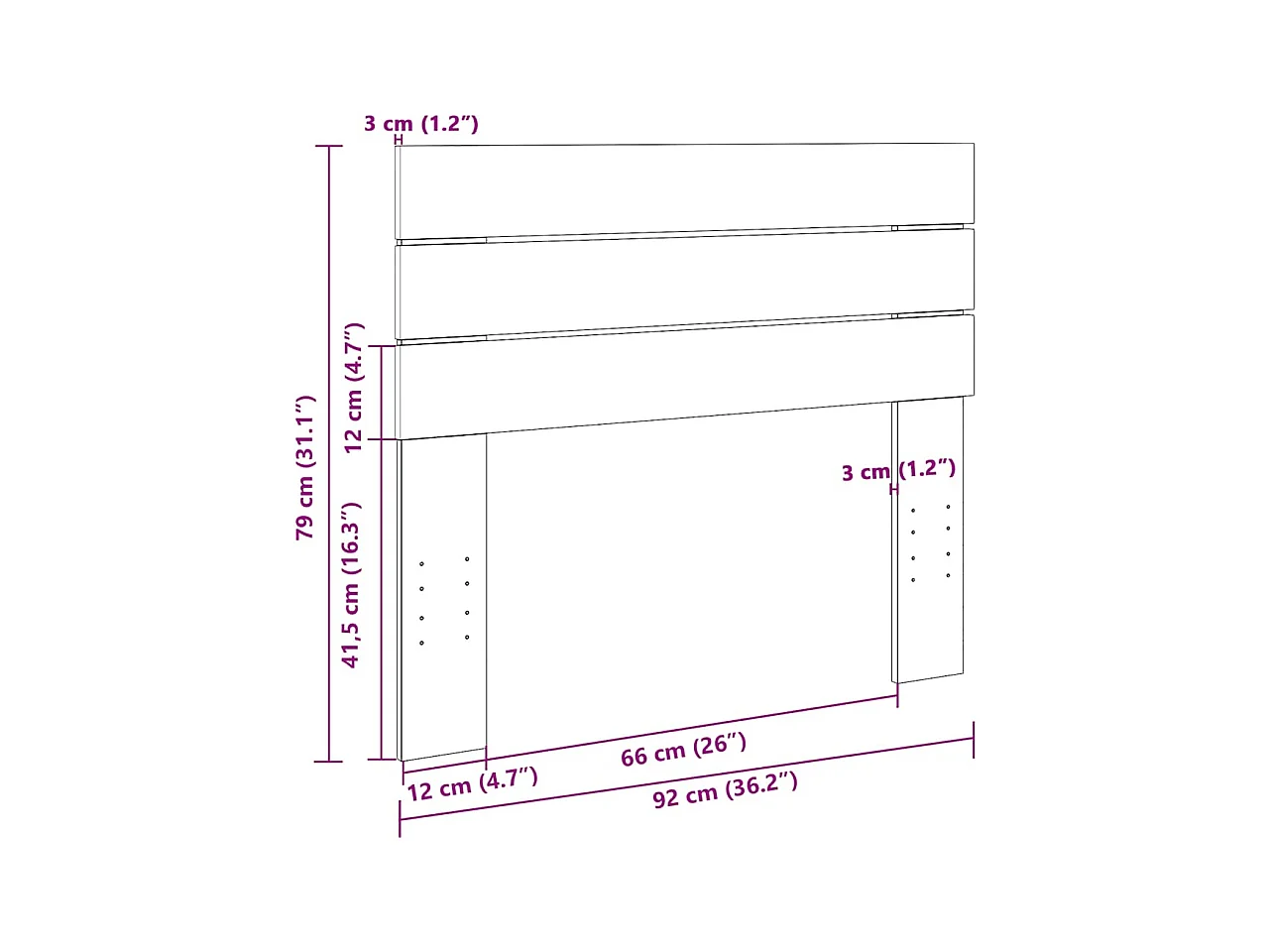 Tête de lit 90 cm bois massif de chêne