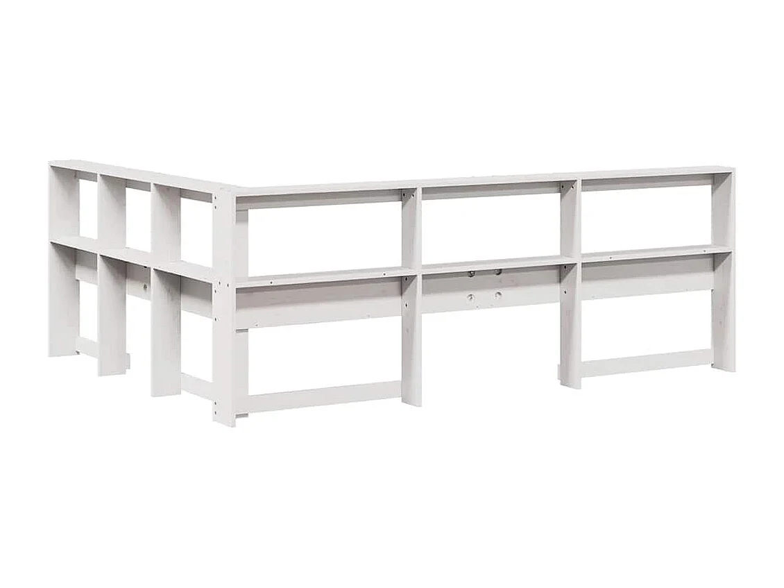 Estante cabeceira forma de L 140 cm madeira pinho maciça branco