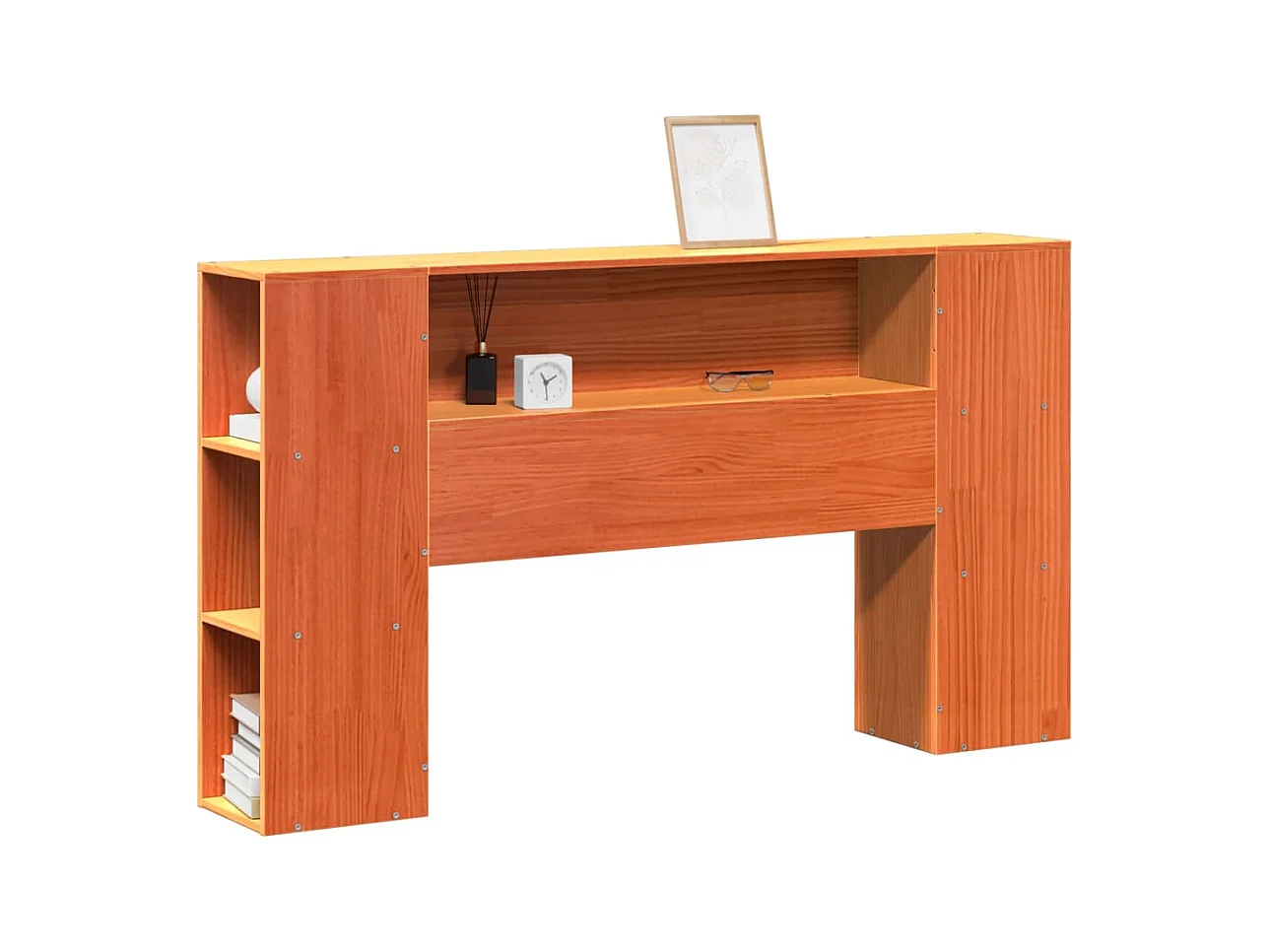 Tête de lit avec rangement cire marron 160cm bois massif de pin