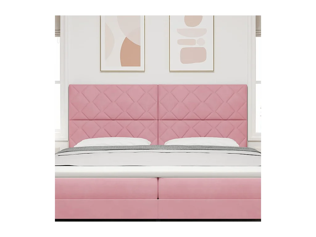 Tête de lit Montage mural Géométrique Rose 200 cm Velours