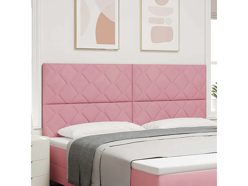 Tête de lit Montage mural Géométrique Rose 200 cm Velours