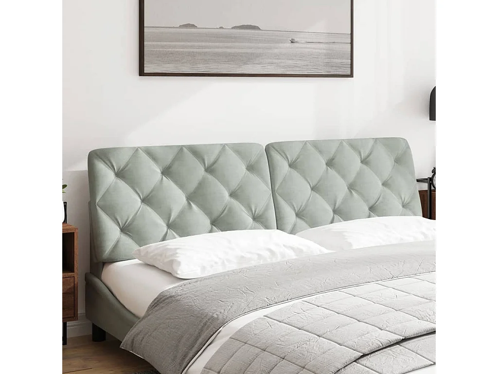 Tête de lit gris clair 183 cm velours