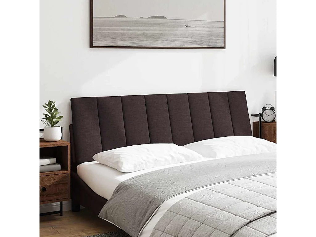 Hoofdbordkussen "Hanko" 160 cm stof donkerbruin