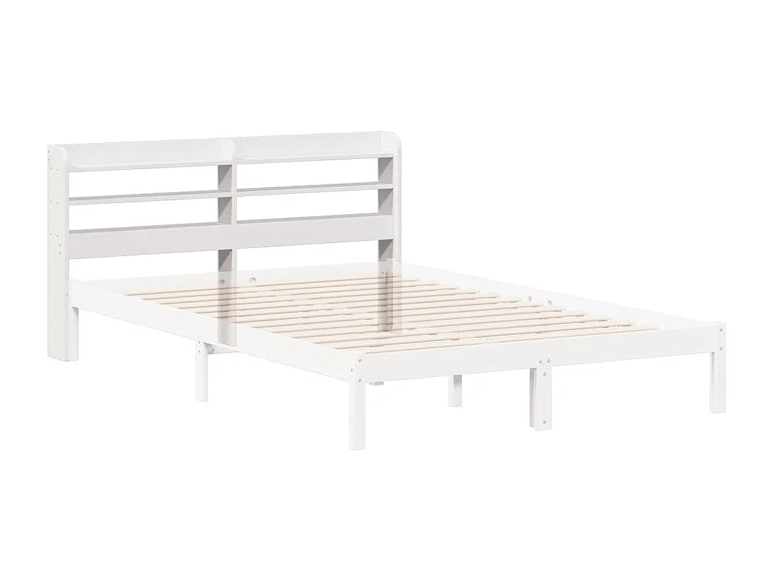 Hoofdbord met schappen 135 cm massief grenenhout wit