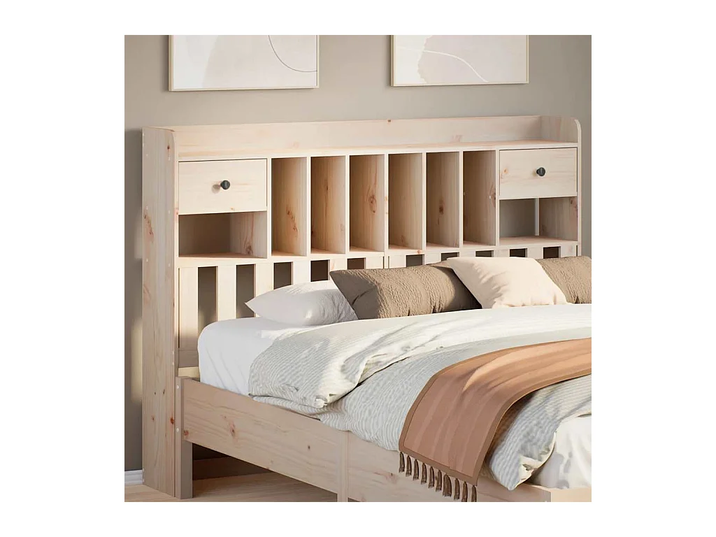 Cabecero de cama con almacenaje madera maciza de pino 150 cm