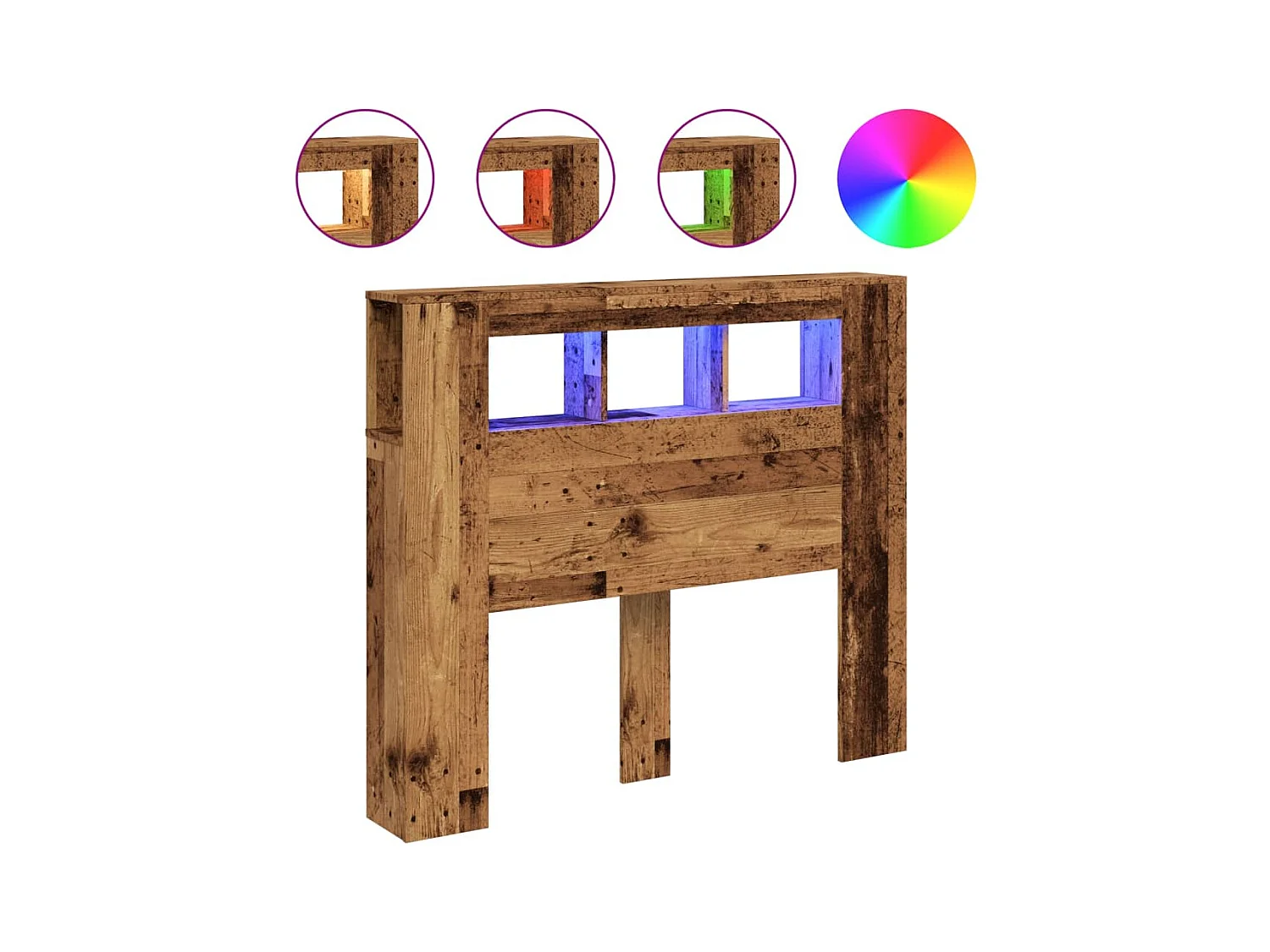 Tête de lit à LED vieux bois 120x18,5x103,5cm bois d'ingénierie