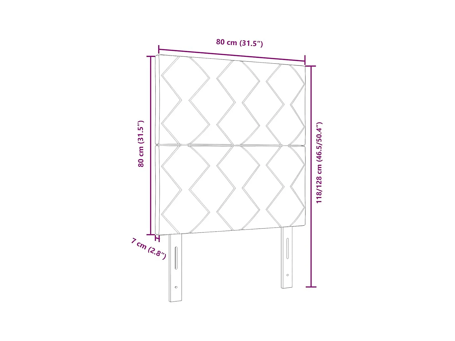 Cabecero de Tela Geométrico con cabecera Crema 80 cm tela