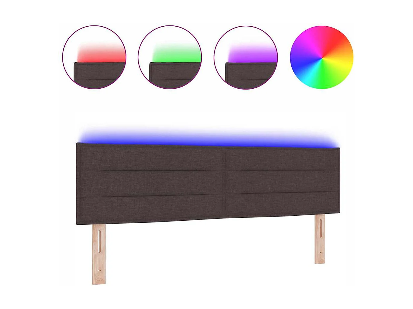 Tête de lit LED Montage mural Marron foncé 144 cm tissu