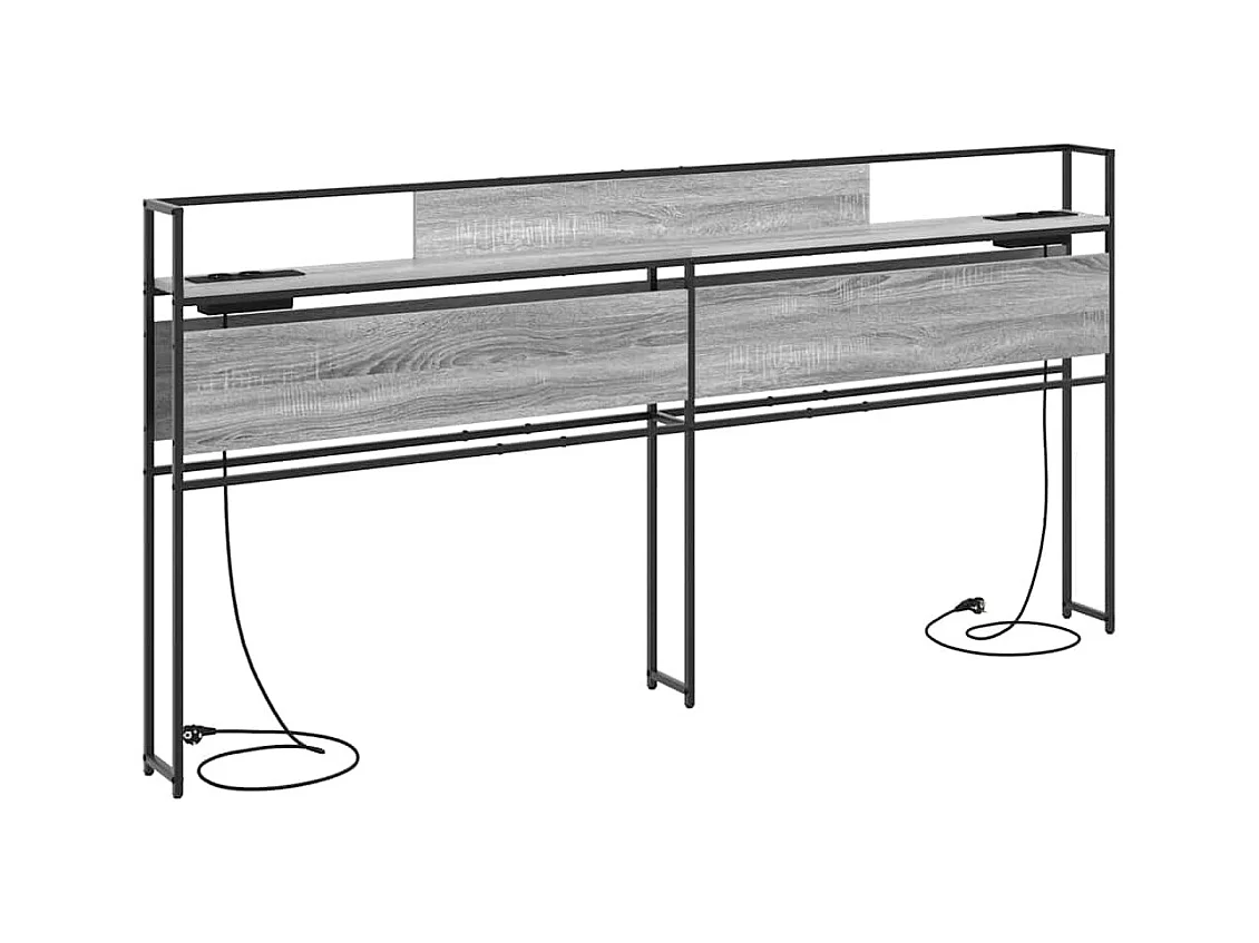 Cabecera de almacenamiento con estante Gris sonoma 200 cm