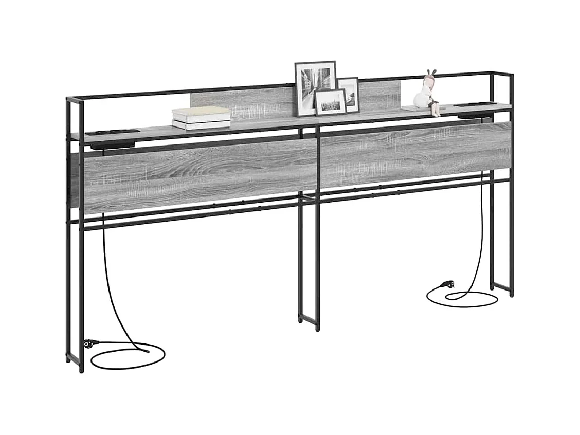 Cabecera de almacenamiento con estante Gris sonoma 200 cm