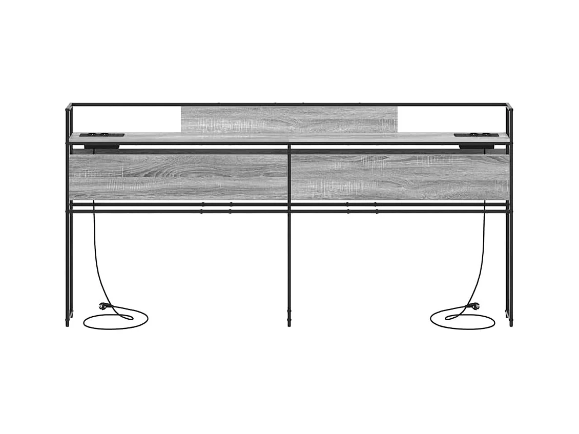 Cabecera de almacenamiento con estante Gris sonoma 200 cm