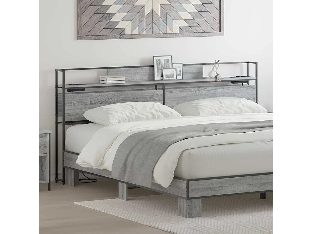 Tête de lit de rangement Sonoma gris 200 cm Bois d'ingénierie