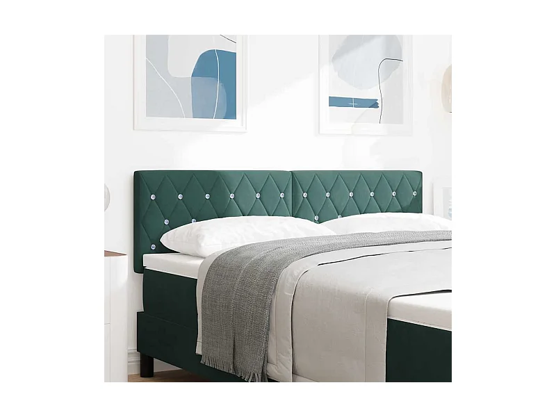 Tête de Lit LED Argyle Vert foncé 144 cm Velours