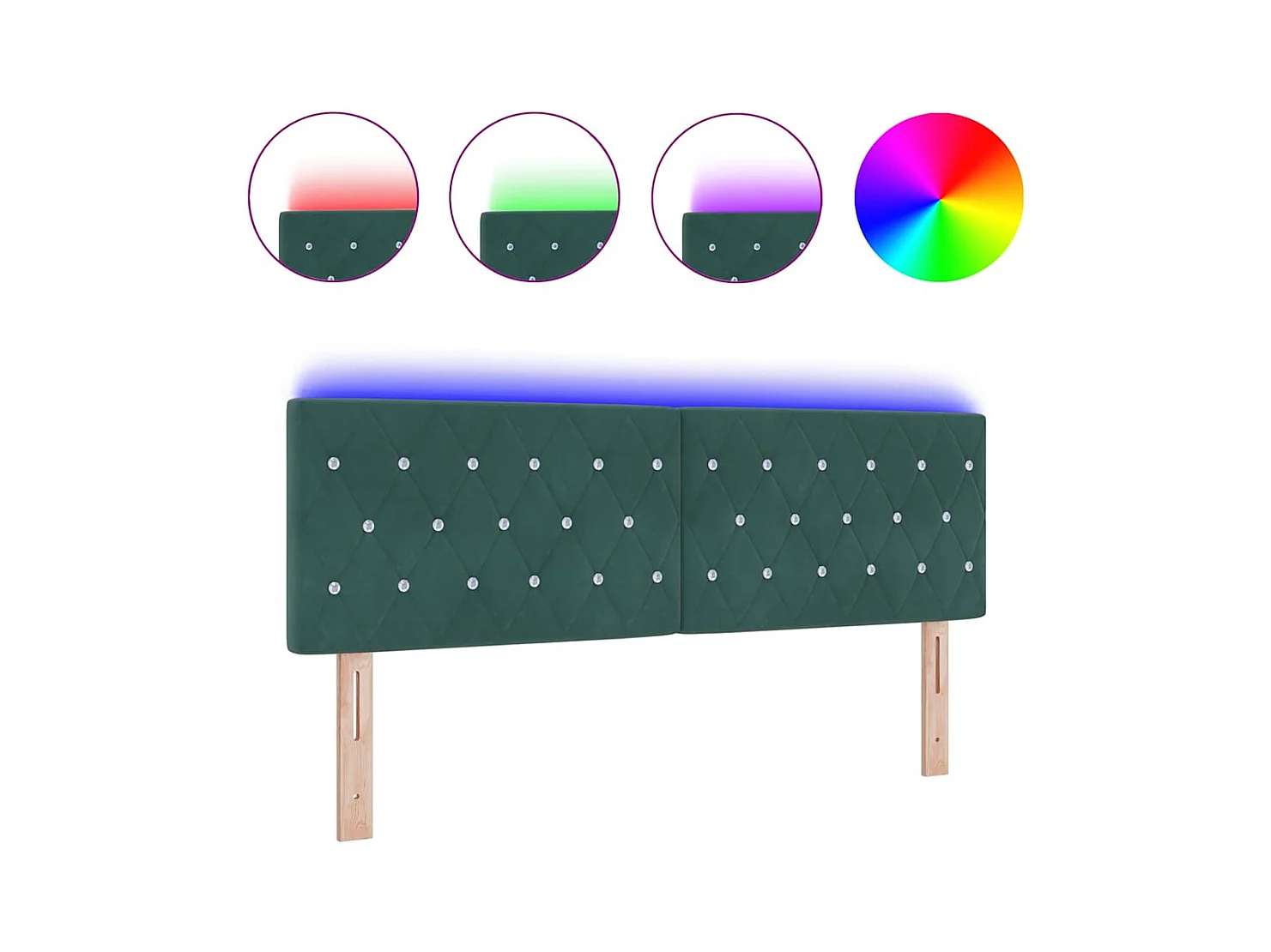 Tête de Lit LED Argyle Vert foncé 144 cm Velours