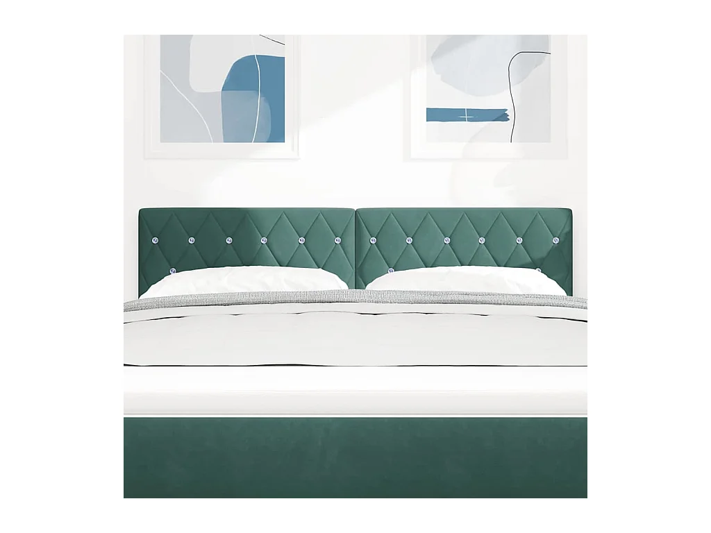 Tête de Lit LED Argyle Vert foncé 144 cm Velours