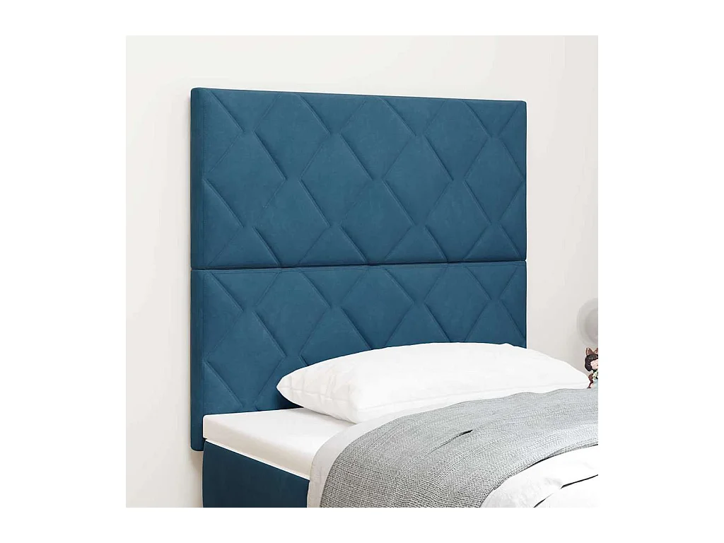 Tête de Lit LED Géométrique Bleu foncé 90 cm Velours