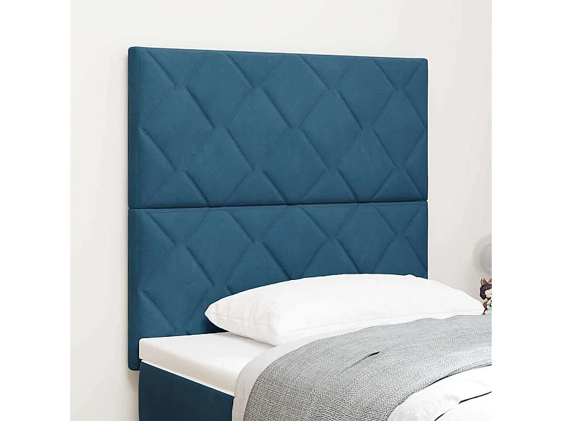 Tête de Lit LED Géométrique Bleu foncé 90 cm Velours