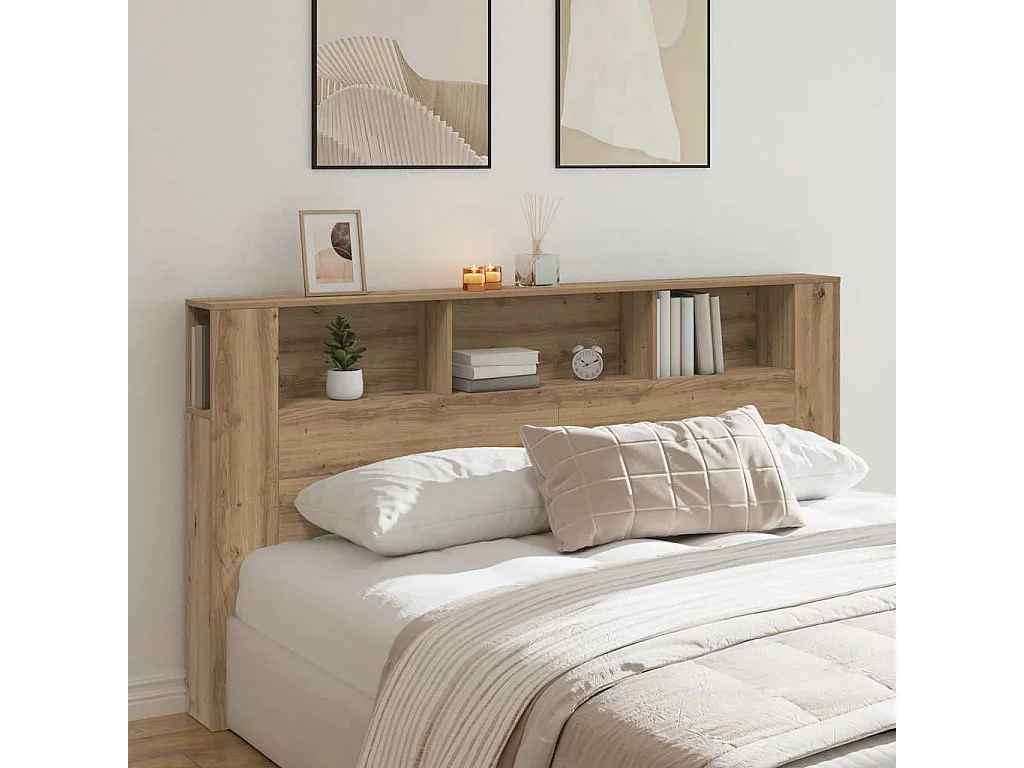 Armoire de tête de lit chêne artisanal 200x18,5x102,5 cm