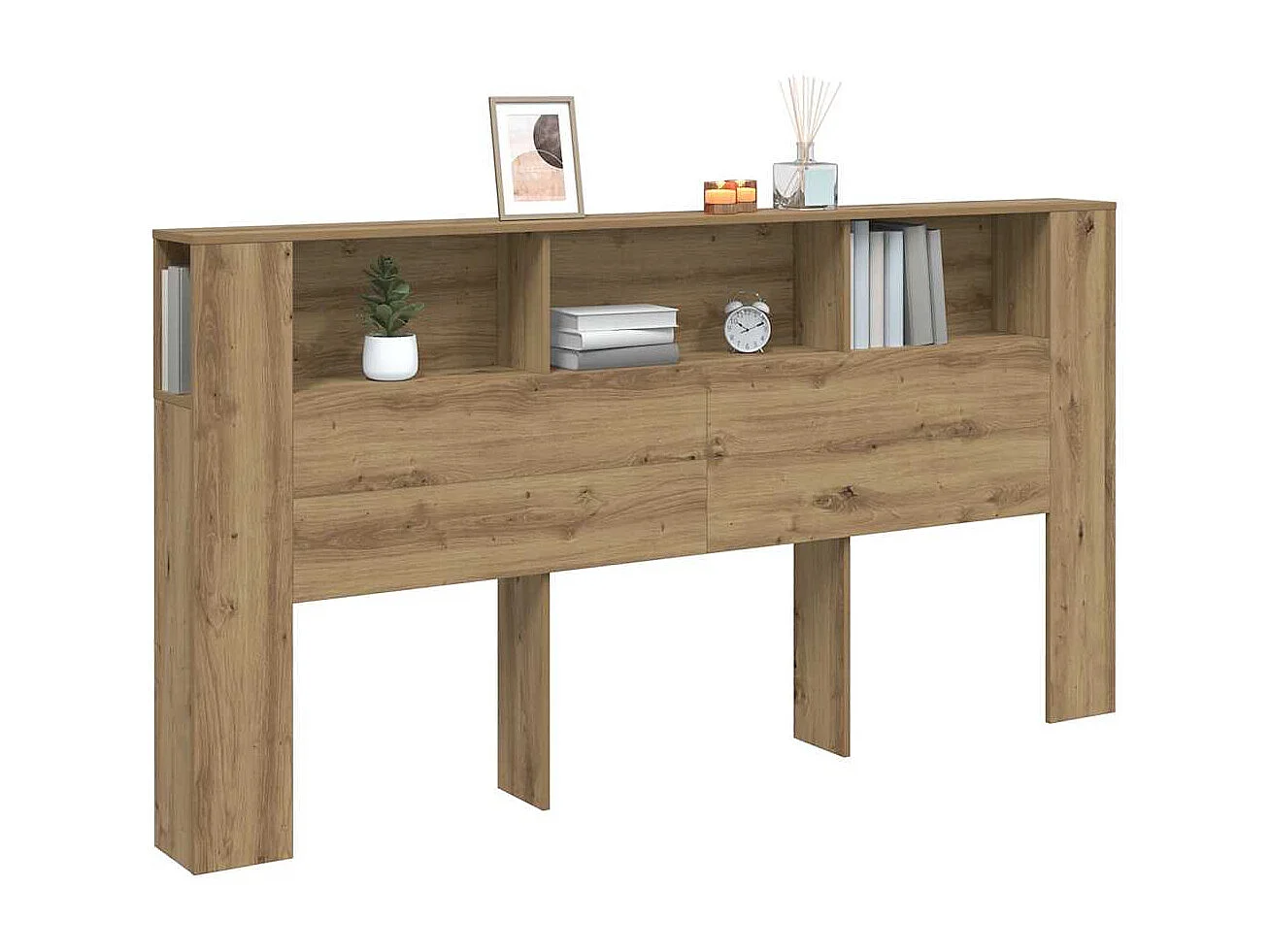 Armoire de tête de lit chêne artisanal 200x18,5x102,5 cm