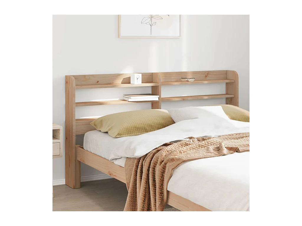 Tête de lit avec étagères 150 cm bois massif de pin