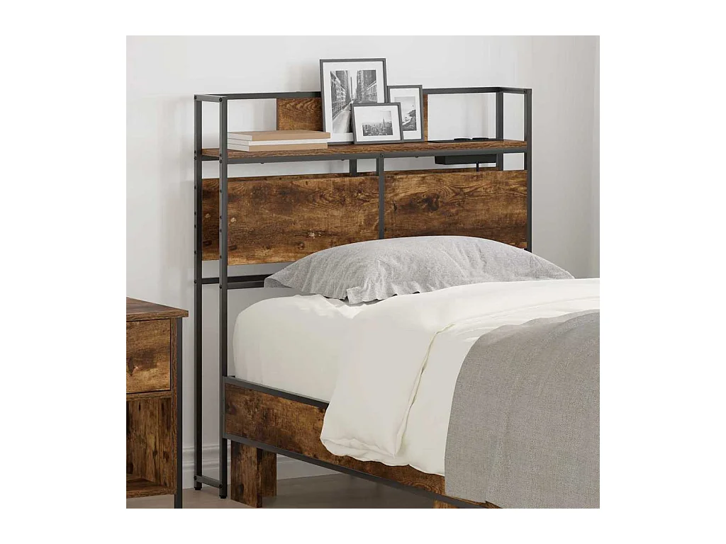 Tête de lit de rangement Chêne fumé 90 cm Bois d'ingénierie