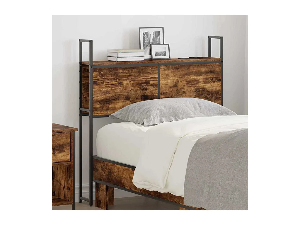 Tête de lit avec Station de Charge Chêne fumé 90 cm