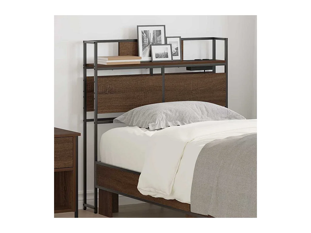 Cabecera de almacenamiento con estante Marrón roble 75 cm