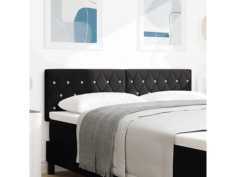 Tête de Lit LED avec des lumières à LED Noir 80 cm Velours