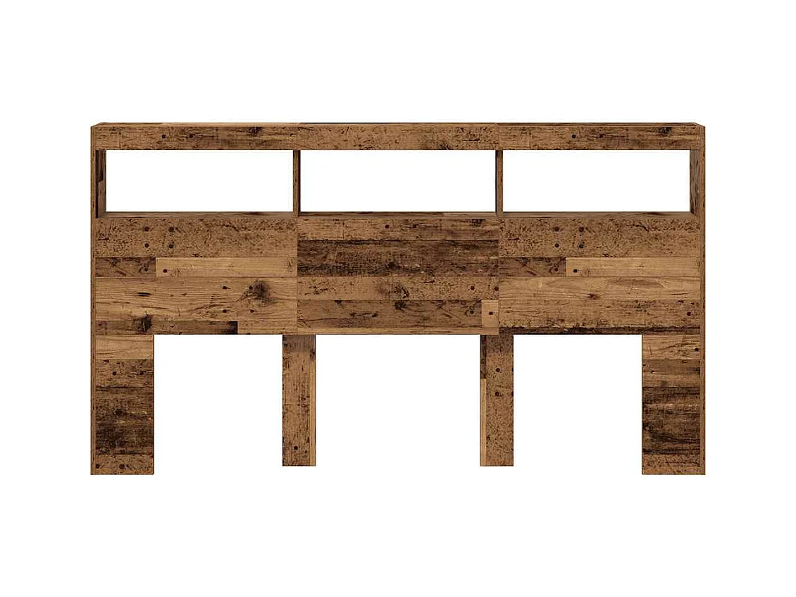 Armoire tête de lit avec LED vieux bois 180x17x102 cm