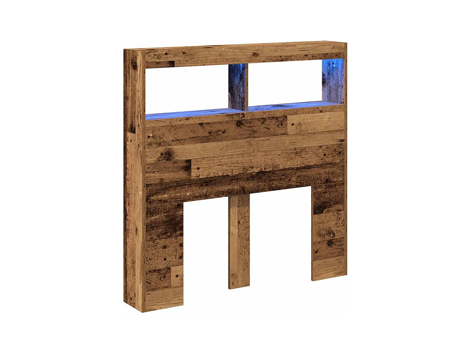 Armoire tête de lit avec LED vieux bois 100x17x102 cm