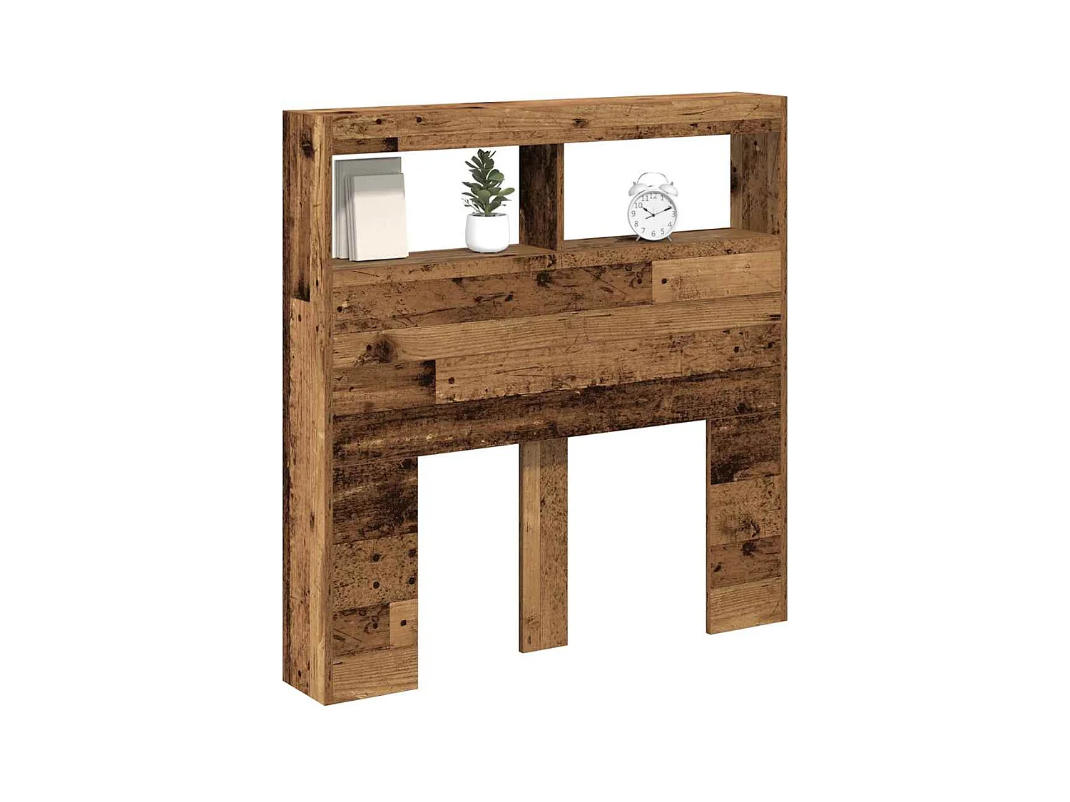 Armoire tête de lit avec LED vieux bois 100x17x102 cm