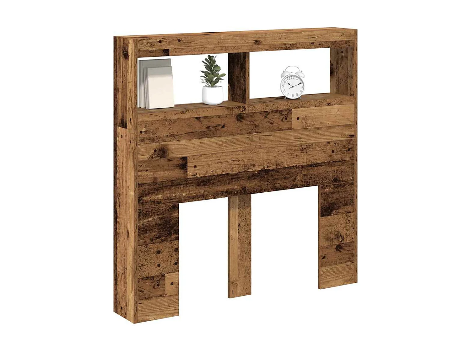 Armoire tête de lit avec LED vieux bois 100x17x102 cm