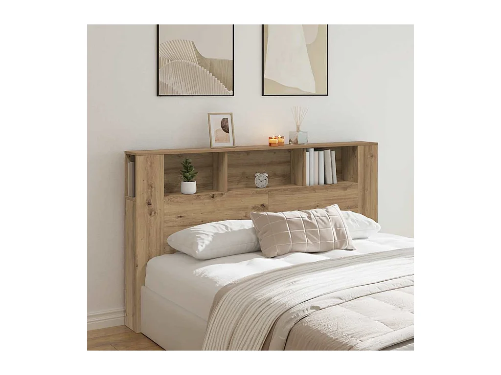 Armoire de tête de lit chêne artisanal 180x18,5x102,5 cm