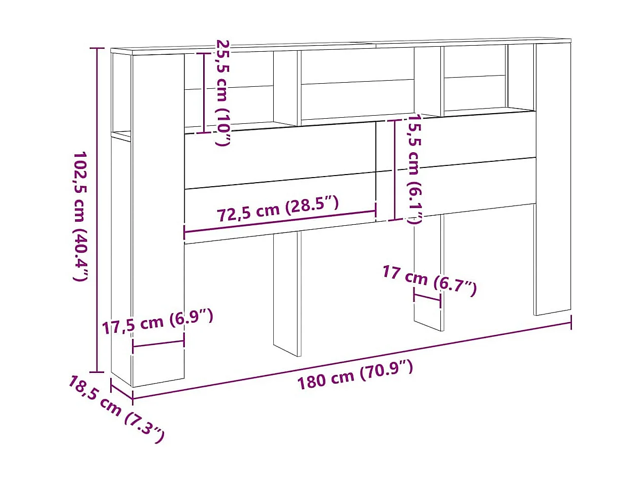 Cabecero armario madera roble artisian 180x18,5x102,5 cm