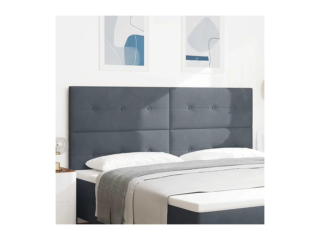 Tête de lit Montage mural Gris foncé 200 cm Velours