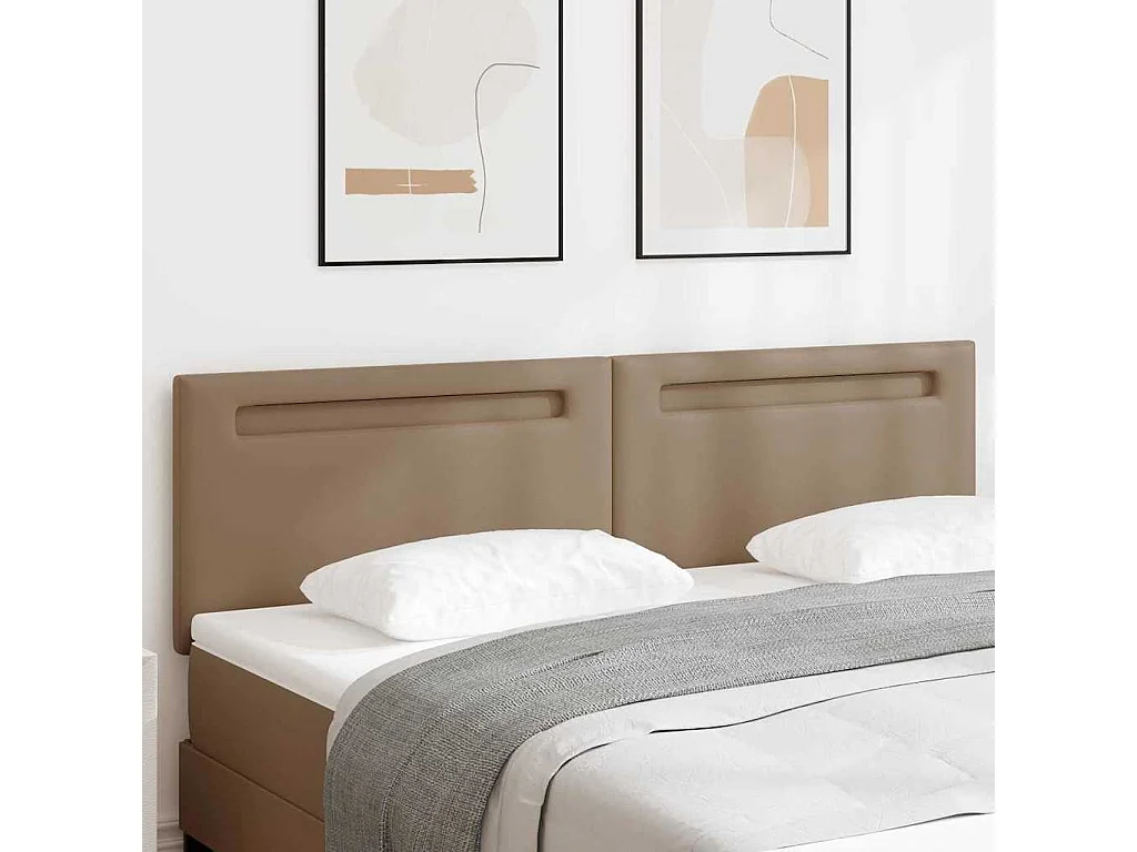 Tête de lit avec des lumières à LED Cappuccino 180 cm PVC